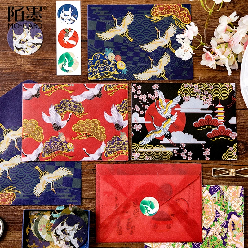 Mo. Card fashion Japan style серия канцелярские бумажные конверты 1 лот = 3 шт+ 3 шт наклейки