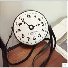 Осенние женские сумки-мессенджеры в форме часов, ПУ забавные модные круговые винтажные сумки, сумки через плечо, мини сумки через плечо с заклепками