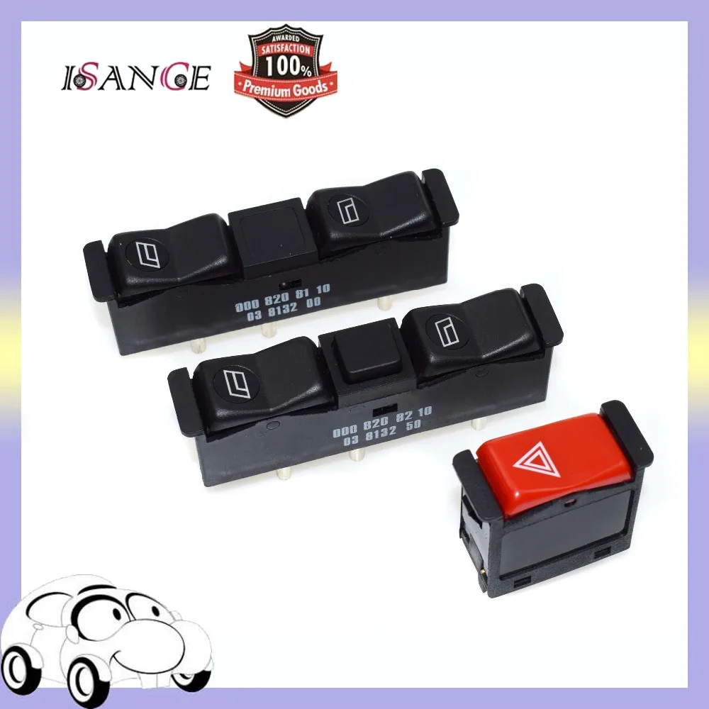 

ISANCE Power Window Switch LR & Warning Emergency Light Switch For Mercedes-Benz W123 W126 W201 0008208110 0008208210 0008209010