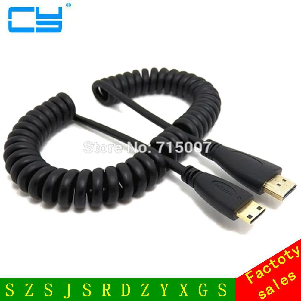 

Mini HDMI Male to HDMI Male Stretch Spring HDTV Cable for Tablet DC DV ASUS TF101