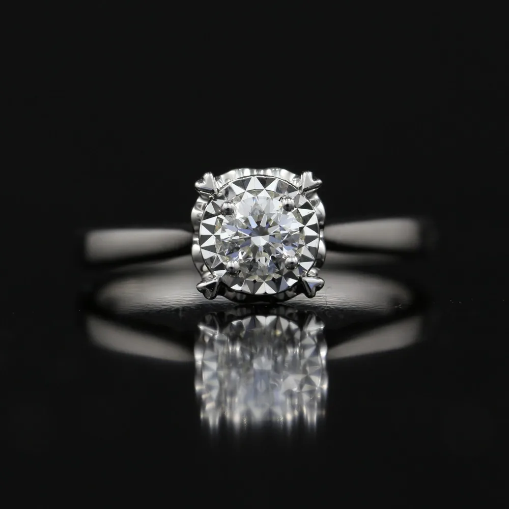 LASAMERO 0,226 CT H/VS круглое ограненное современное дизайнерское кольцо с натуральным бриллиантом для женщин 18 k Белое Золото сертифицированное обручальное кольцо