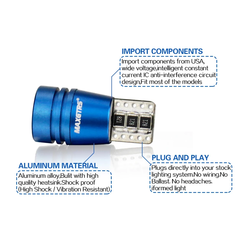 MAXGTRS Высокая мощность Canbus без ошибок COB Чип T10 W5W 168 194 Автомобильный светодиодный светильник ширина зазора двери Чтение номерного знака Лампа