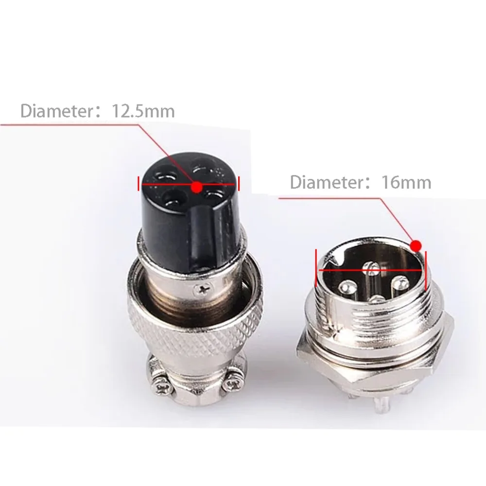 5 set XLR 4 Pin 12mm Audio Cable Connector Chassis Mount (3)