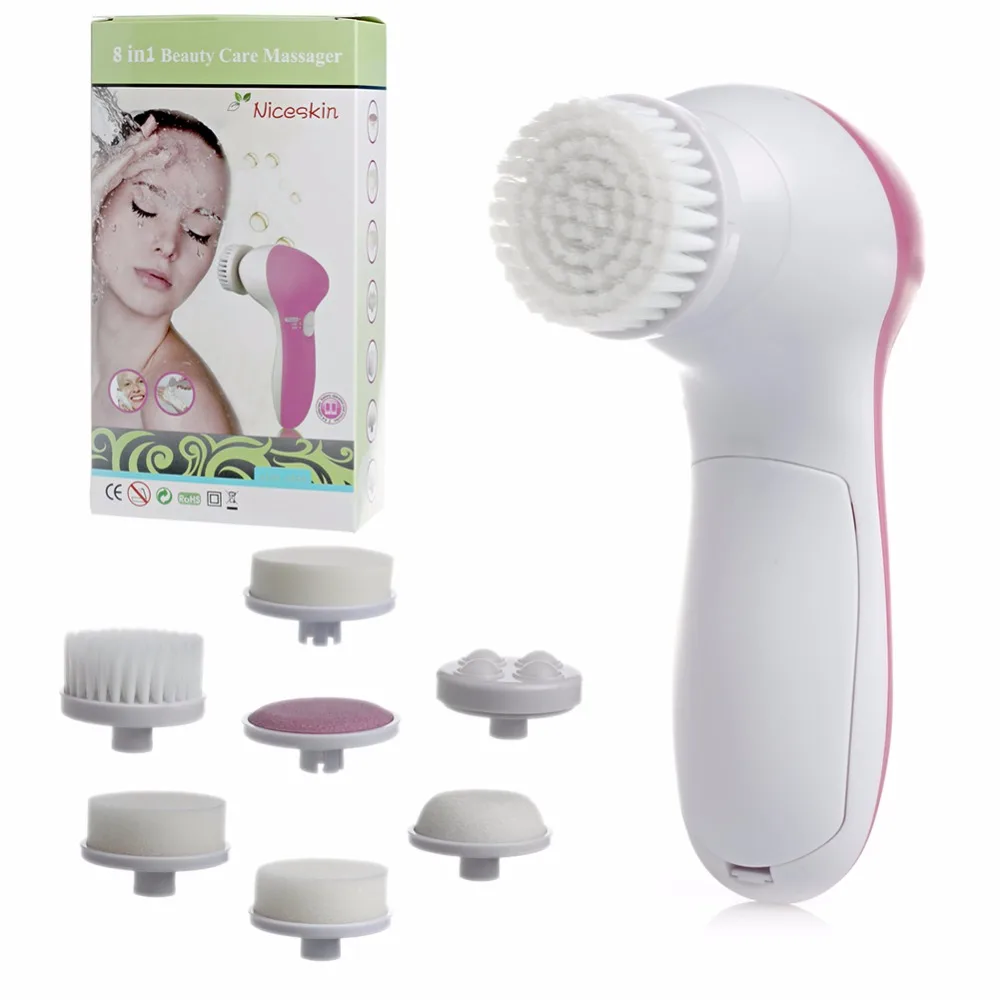 8 in 1 Face Facial Cleansing Brush Spa Skin Care Massage Exfoliator Cleanin Powered Facial