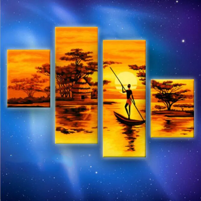 

90X120cm Frameless Sunset Fishing Sea Landscape DIY Painting By Numbers Kit Paint On Canvas Painting Calligraphy For Home Decor