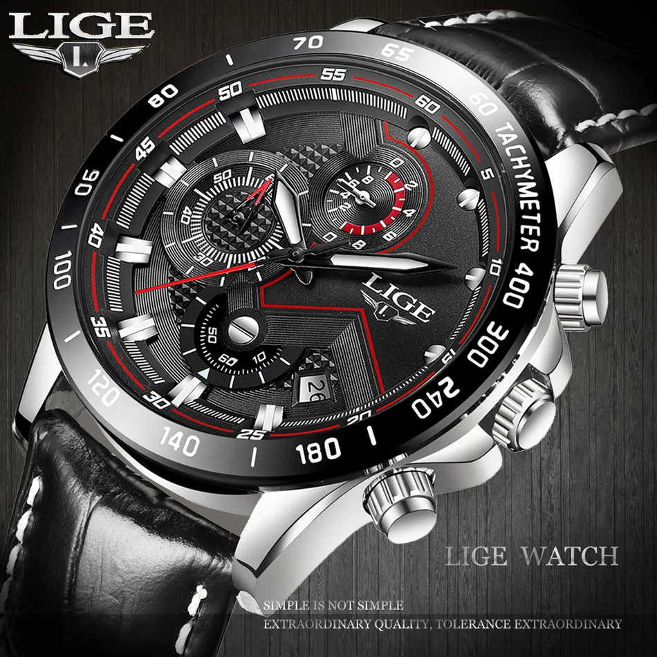 Relogio Masculino Для мужчин часы 2018 Новый LIGE Лидирующий бренд Повседневное модные спортивные Водонепроницаемый кожа кварцевые часы человек