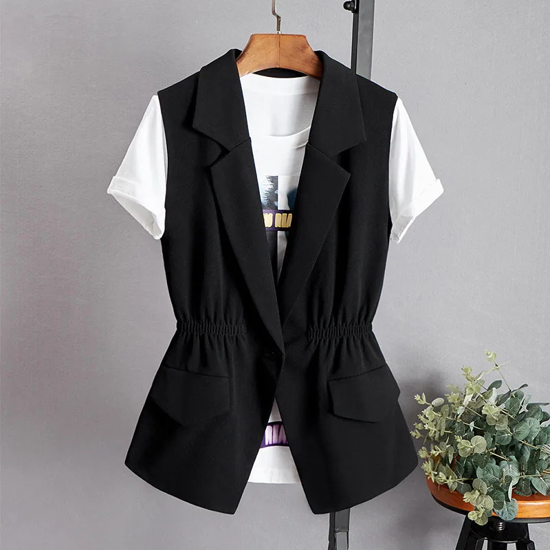 Buy 2017 Spring Female Suit Vest Black Sleeveless