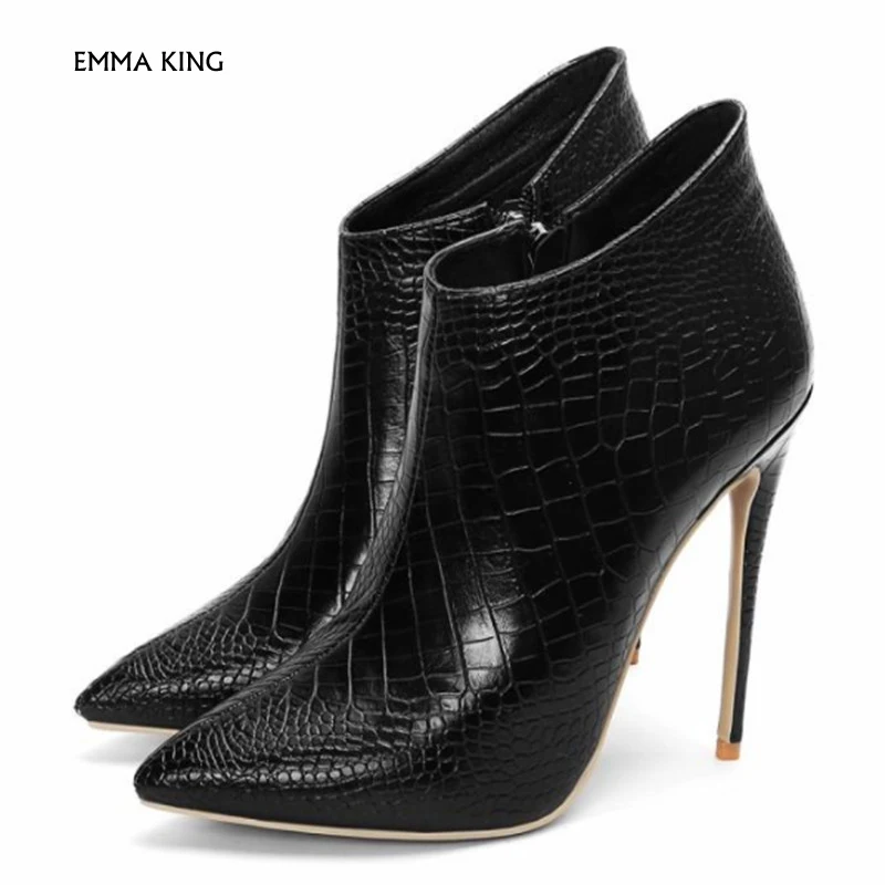 

Autumn/Spring Women Ankle Boots High Heels Pointed Toe Fashion Ladies Stiletto Zipper Plus Size Botas Mujer Party Shoes Woman