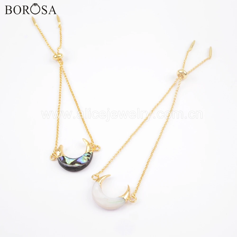 

BOROSA 6pcs Women Bracelets Natural Abalone Shell White Shell Bracelets Chain Bracelet Jewelry G1718