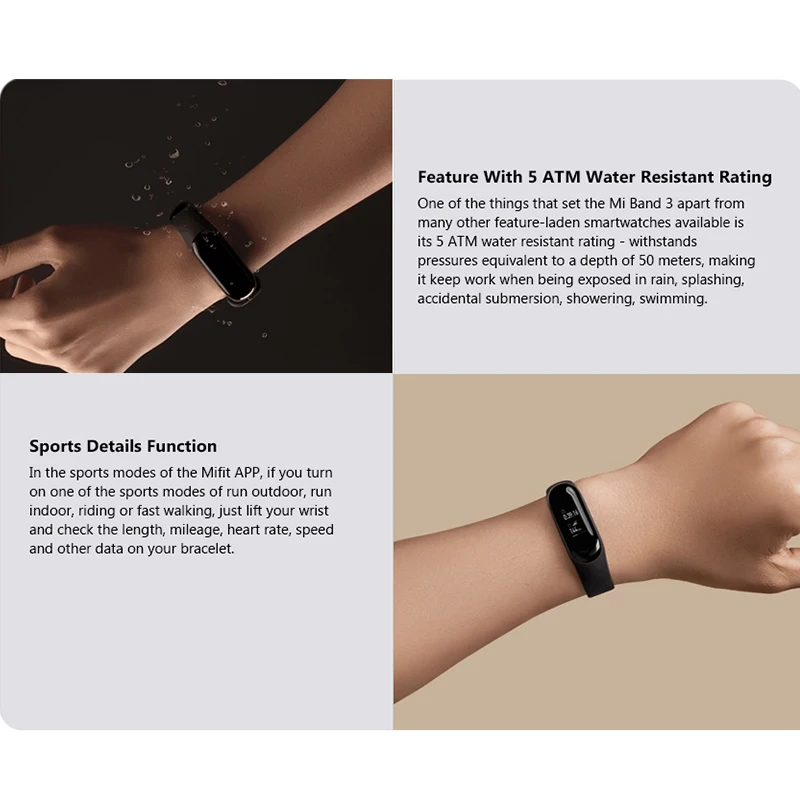 Xiaomi mi-браслет 3 Смарт-браслет Bluetooth 4,2 монитор сердечного ритма Bluetooth 4,2 PK mi Band 2 Смарт-часы Сенсорный экран OLED