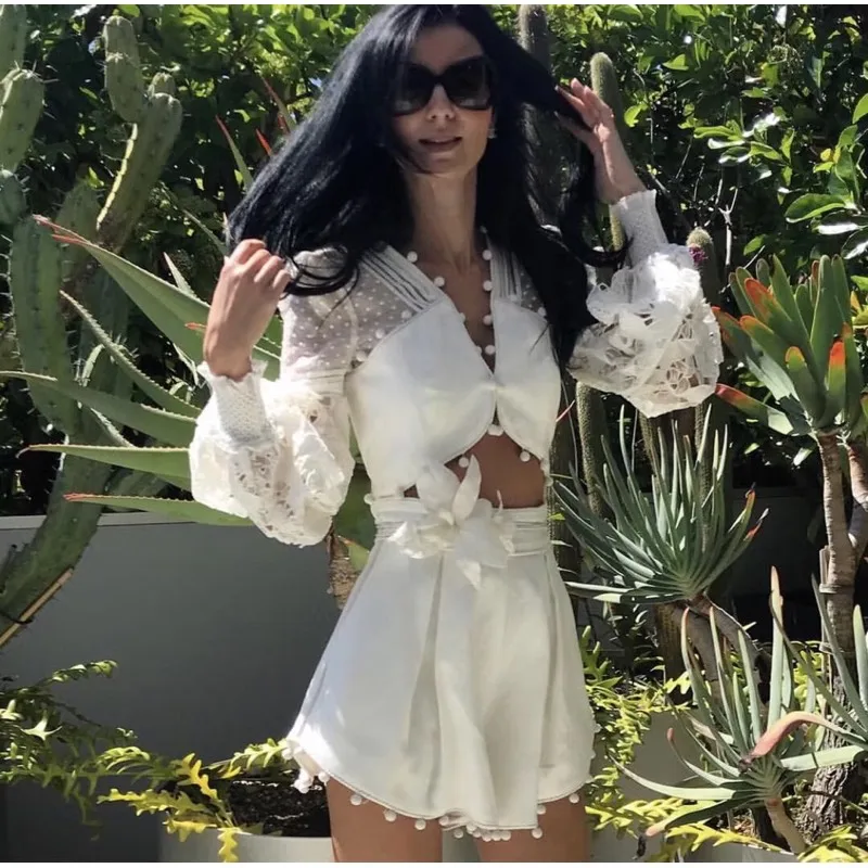 

EXCOSMIC Women's Fashion Runway Summer Elegant Shorts Ladies Casual Embroidery Printed Shorts Comfort Hight Quality Vestidos