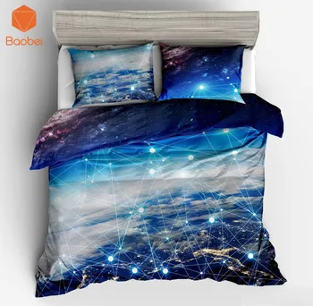 

3Pcs Printed Starry sky Bedding Set Soft Polyester Twin Full King Queen Duvet Cover with pillowcases Quilt Cover SJ208