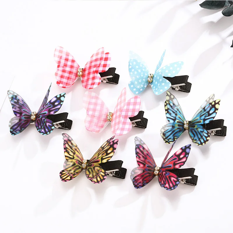 Новые милые цветные имитирующие бабочки заколки для волос для девочек, милая повязка на голову, шпильки с орнаментом, заколки, модные аксессуары для волос
