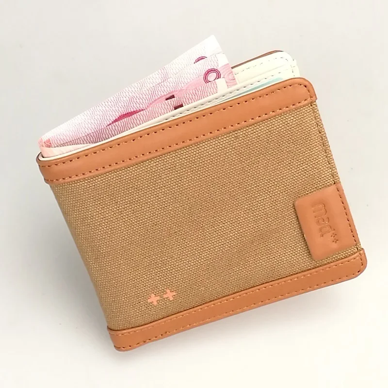 Men Wallet Money Purse Boy Bifold Canvas Young Girl New Arrival Design Hot Sale Unique Student Teens Hipster Trendy Coin Pocket - Цвет: Brown