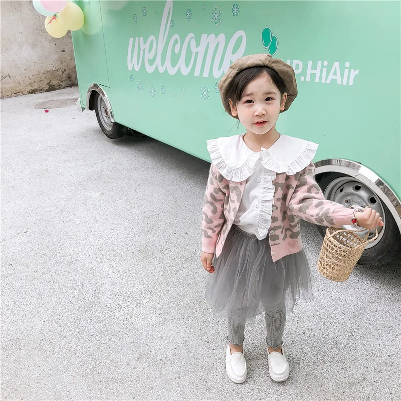 Cabolsa para o Bebê Bonito da Forma Primavera Nova Chegada Estilo Coreano Algodão All-match Manga Longa Leopardo-impresso Camisola Meninas 2020 12 all-match manga longa leopardo-impresso camisola casaco para
