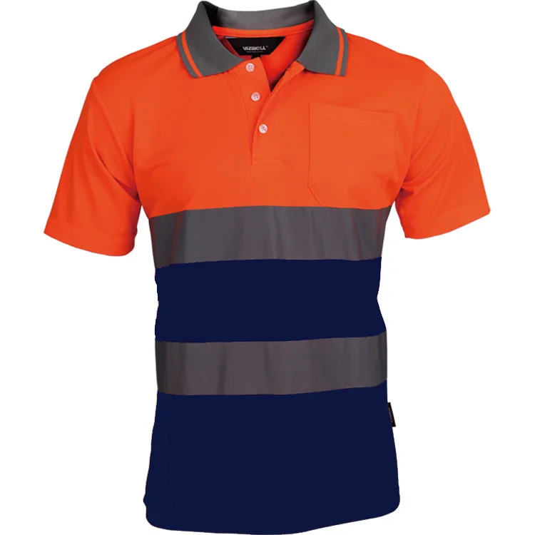 Tons de Manga Camisa com Listras Refletivas de Segurança Dois Curta Camisa Reflexivo Workwear Construção oi Vis 10 Roupas de segurança