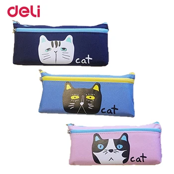 

Deli wholesale Kawaii Cat Pencil Case for School student Supplies office Stationery Gift Cute animal Pencil Box Canvas bag girls