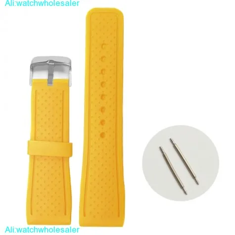 24mm Yellow Color Silicone Jelly Rubber Ladies Men Watch Band Straps WB1078C24JB