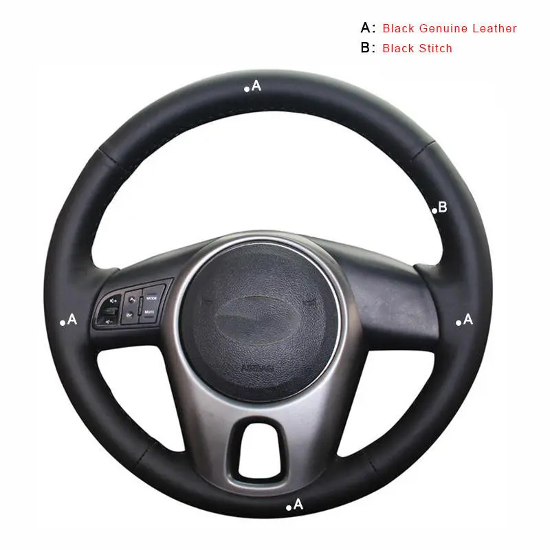 Авто оплетка на руле Крышка для Kia Forte 2009- Soul 2010-2013 Rio 2009-2011 DIY оплетка автомобиля Стайлинг - Название цвета: Genuine Leather