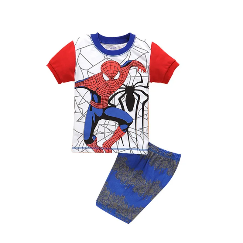 

Boys summer Clothes Spiderman baby boy clothing set Short Sleeve Cotton Pajamas set for Boys Kids clothing 2T-7T