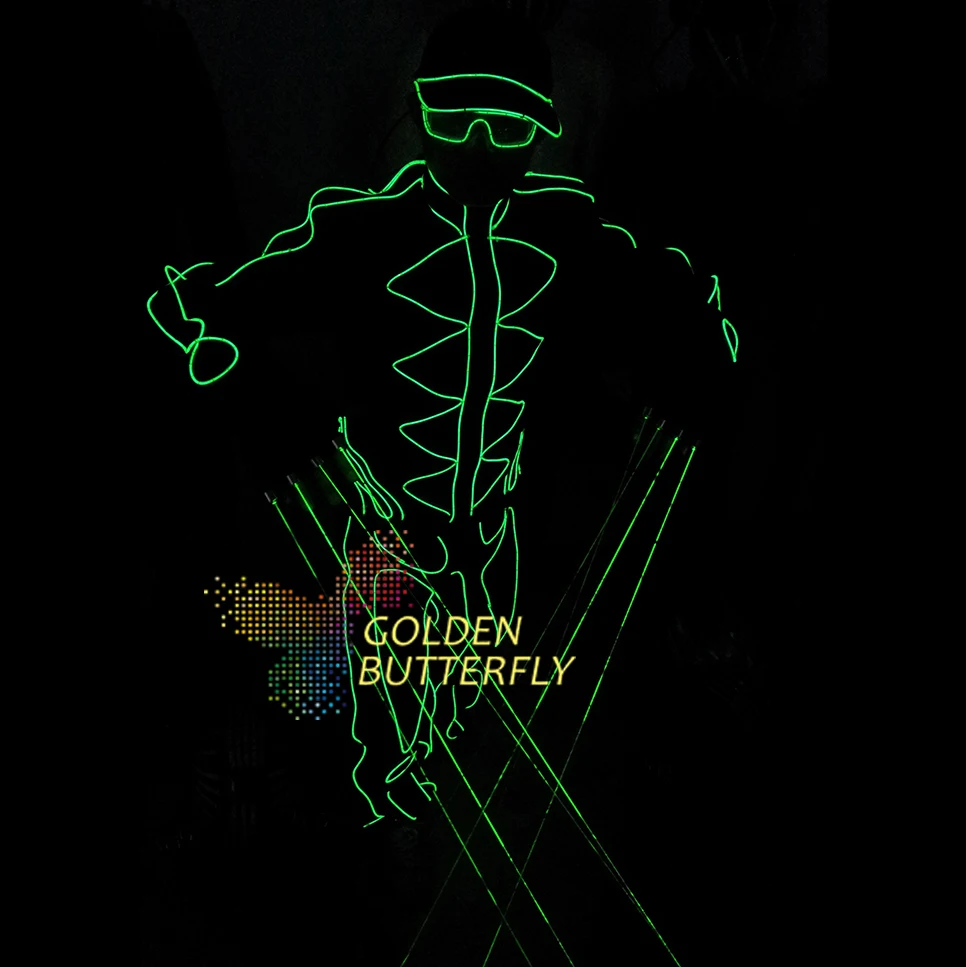 Best Price LED Clothing Laser Glove Luminous Suits Illuminated Glowing Dance Costumes Men EL Clothes Cold Strip Party With LED Clothes