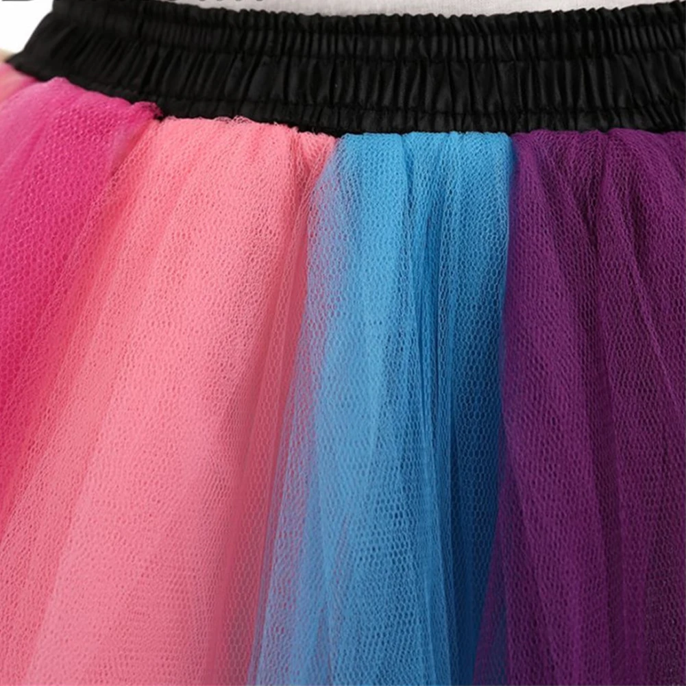 Дешевые Свадебные Нижняя юбка с оборками Цветной «Радуга» для девочек вечерние кринолином для взрослых Тюлевая юбка макси