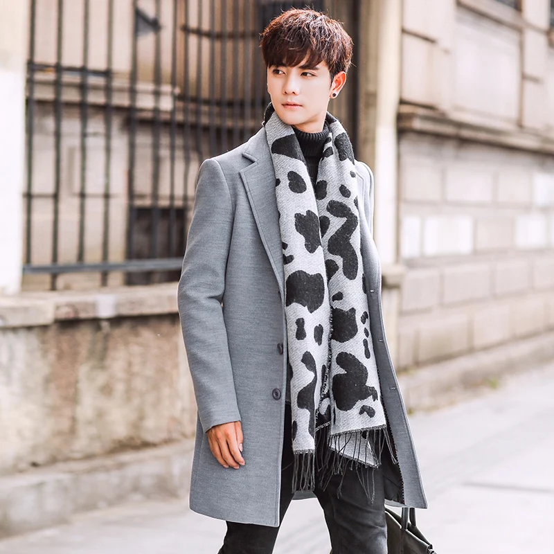 

2019 Male Wool Blend Men's Coat Woollen Overcoat Winter Autumn Men Coat Fashion Brand Clothing Lined Warm Woolen Overcoat