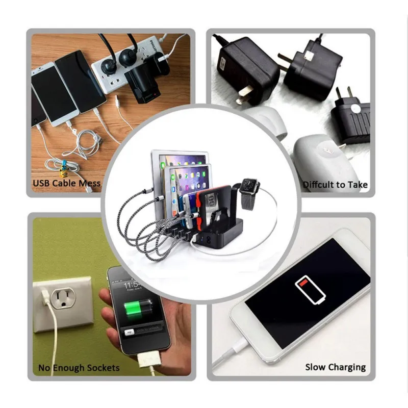 USB شحن محطة 6 منافذ USB مكتب جهاز شحن 8 فتحة شاحن السفر سريع Hub للهواتف الذكية وأقراص USB شحن محطة 6 منافذ USB مكتب جهاز شحن 8 فتحة شاحن السفر سريع Hub للهواتف الذكية وأقراص