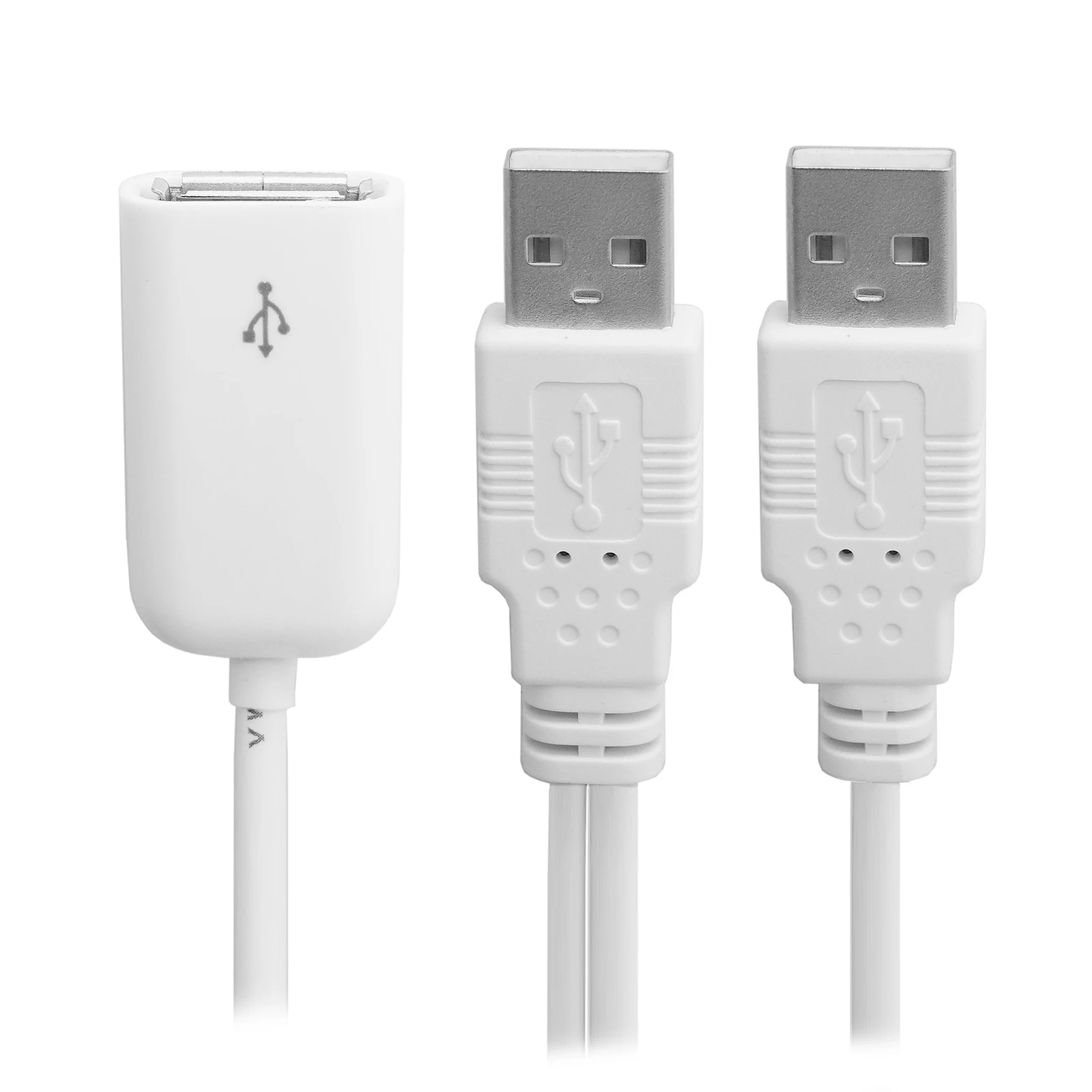 

CY USB 2.0 Female to Dual A Male Extra Power Data Y Extension Cable for 2.5" Mobile Hard Disk White