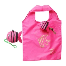 60 шт./лот Складная хозяйственная сумка ткань Оксфорд креативные животные мультфильм треугольник рыба складная эко многоразовая сумка для покупок с короткими ручками