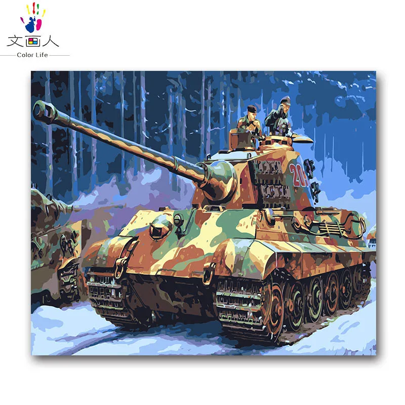 Военный Тип танки масляная живопись по номерам с комплектами diy на холсте Рисование картины краска по номеру для hoom Комнаты Настенный декор в рамке