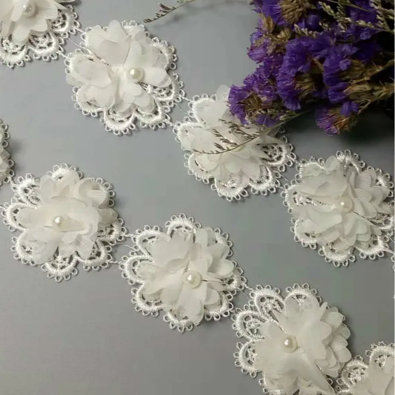 

1 Yard Ivory Heart Flower Embroidered Lace Edge Trim Ribbon Applique Sewing Craft Crochet Vintage Wedding Bridal Dress Clothes