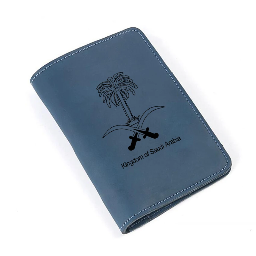 Kingdom of Saudi Arabia Passport Cover Custom Name Passport Wallet Blue