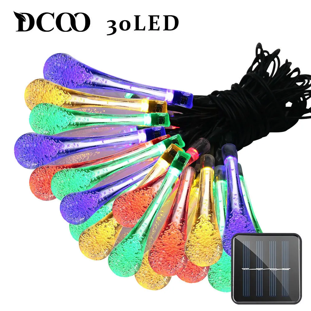 

Solar String Lights 30 LEDs Waterproof 8 Modes Water Drop Fairy String Outdoor Lighting Garden Holiday Paty Lights Decoration
