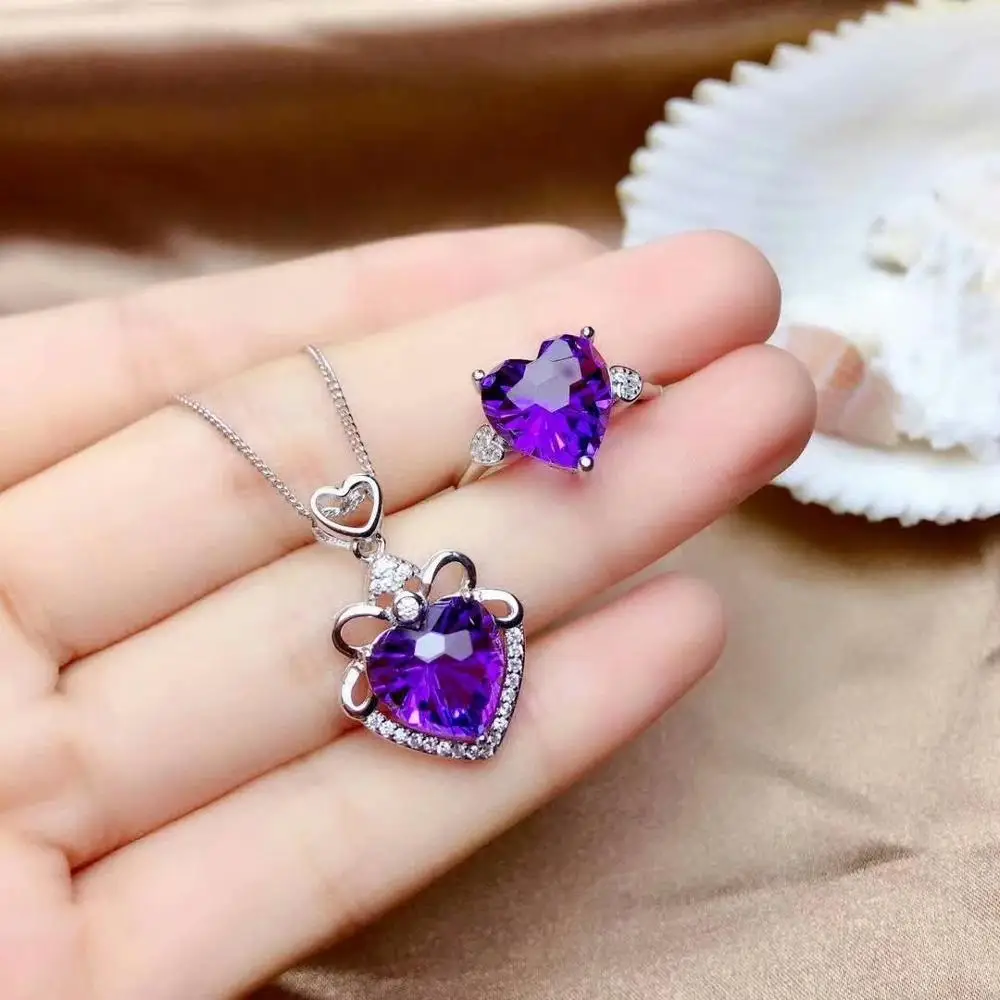 shilovem 925 sterling silver Piezoelectricity amethyst Rings pendants fine Jewelry send necklace new wedding mtzj1010z10103agz