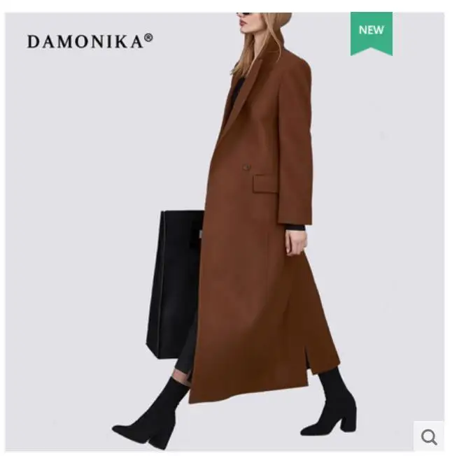 

Women's autumn/winter 2018 fashionable overcoat new double-sided cashmere over-knee Hepburn style woollen overcoat women's long