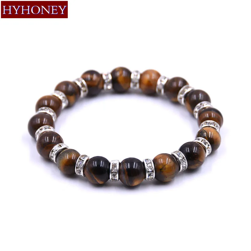 

HYHONEY 10MM Natural Stone Beads Crystal septa Bracelets for women and Men Bracelets pulseras