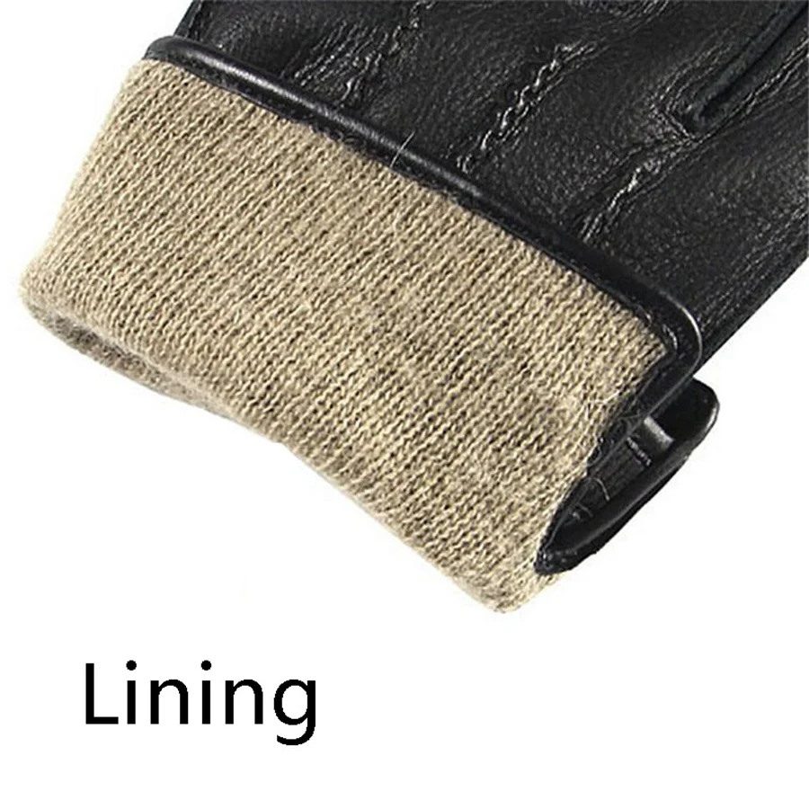 Men Genuine Leather 2018 New Rushed  Gloves Luxury Deerskin Glove High Quality Wrist Driving Winter Cashmere Lining EM012WR