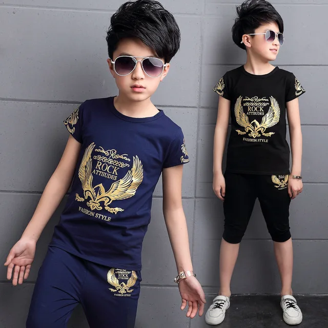 

New 2019 Children's Kids Boys Summer Clothing Sets T Shirt And Shorts Sports Tracksuit For Boys Set 4 6 8 9 10 12 Years Old