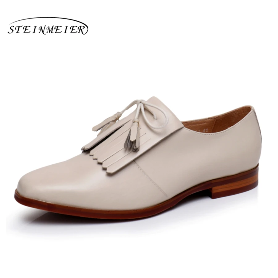 100% echtem schaffell leder brogues designer yinzo dame vintage wohnungen schuhe handgemachte rot beige braun oxford schuhe für frauen