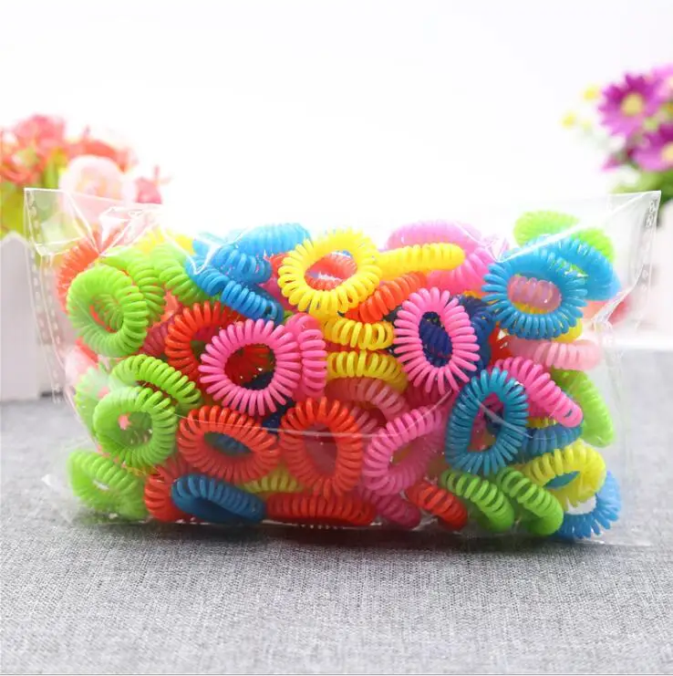 spesifikasi 50 Pcs Kawat Kabel Saluran Telepon Transparan Neon Bando Karet Band Pita Rambut Elastis Gadis Ikat Rambut untuk Ikatan Rambut