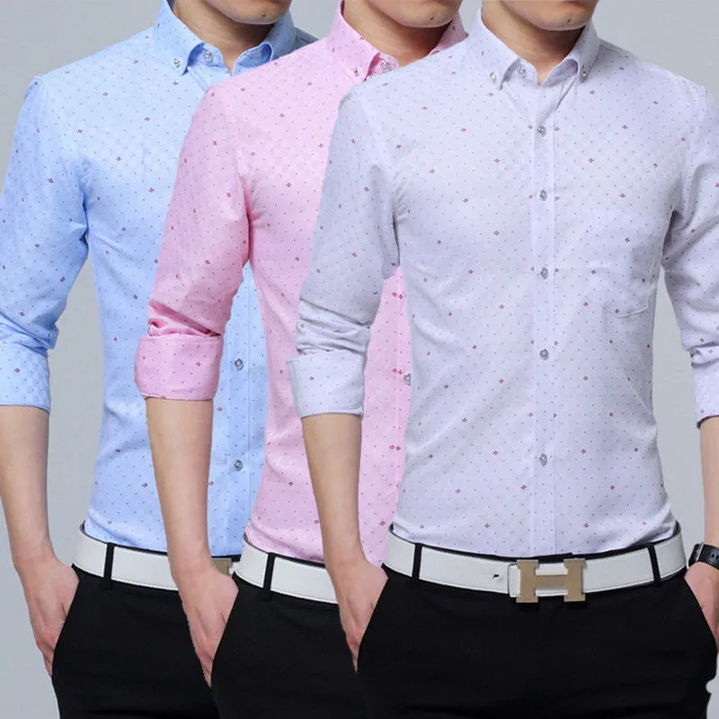 Men's Classic Fit Long Sleeve Shirt New 2018 Autumn Summer