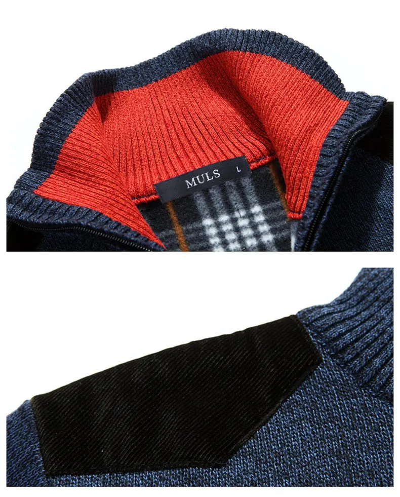 7Colors Muls Fleece Sweater Men Winter Heavy Knitted 1 4 zipper sweater Thick Male Quarter Sweater Jumper Autumn USA Size M-3XL-10