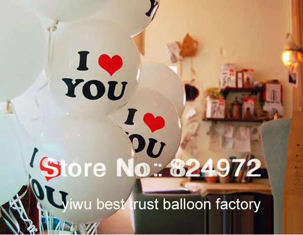 

Free Shipping 12inch 3.2G Good Qualitay i love you balloon100PCS Wedding Festival Party Decoration latex Balloon