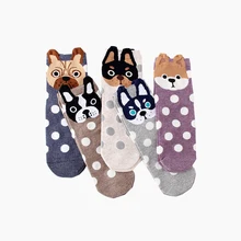 Новое поступление, женские носки с героями мультфильмов, 5 пар/лот, осенние-зимние цветные носки с сумасшедшими животными, женские и женские забавные хлопковые носки с собачками