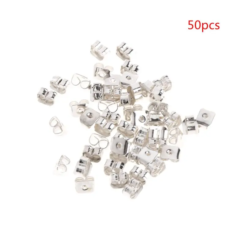 

50 Pcs/Set Earrings Plugs Clutch Back Ear Stud Accessories Metal Pad Safety Tool
