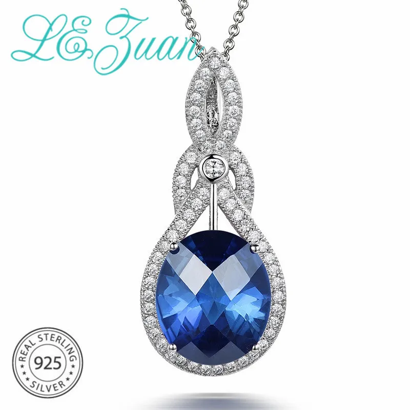 L & zuan 7.89ct подвеска с синим камнем Настоящее серебро 925 пробы ожерелье для женщин