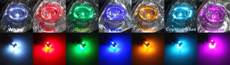 12 В LED белый Цвет автомобилей лампа T10(5*5050 SMD) w5W W2.1x9.5d для сигнала Топ чтения Ширина свет