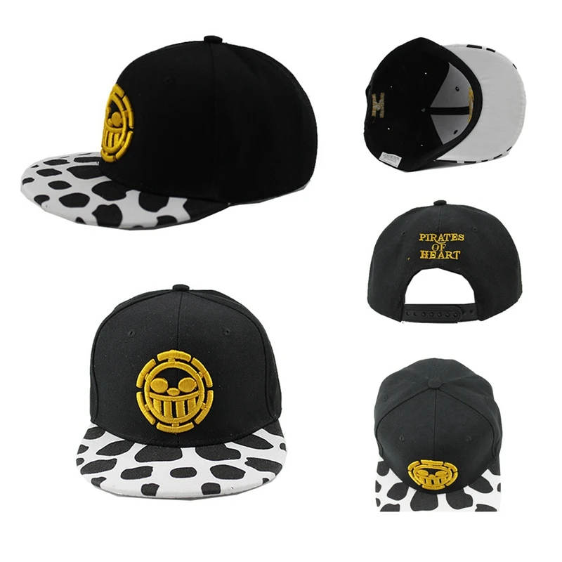 Cosplay&Ware [2]Lots Anime One Piece Hat Baseball Cap Law Hats Cosplay Caps Women Men Hip Hop Snapback Flat -Cosplay&Ware anime Shop