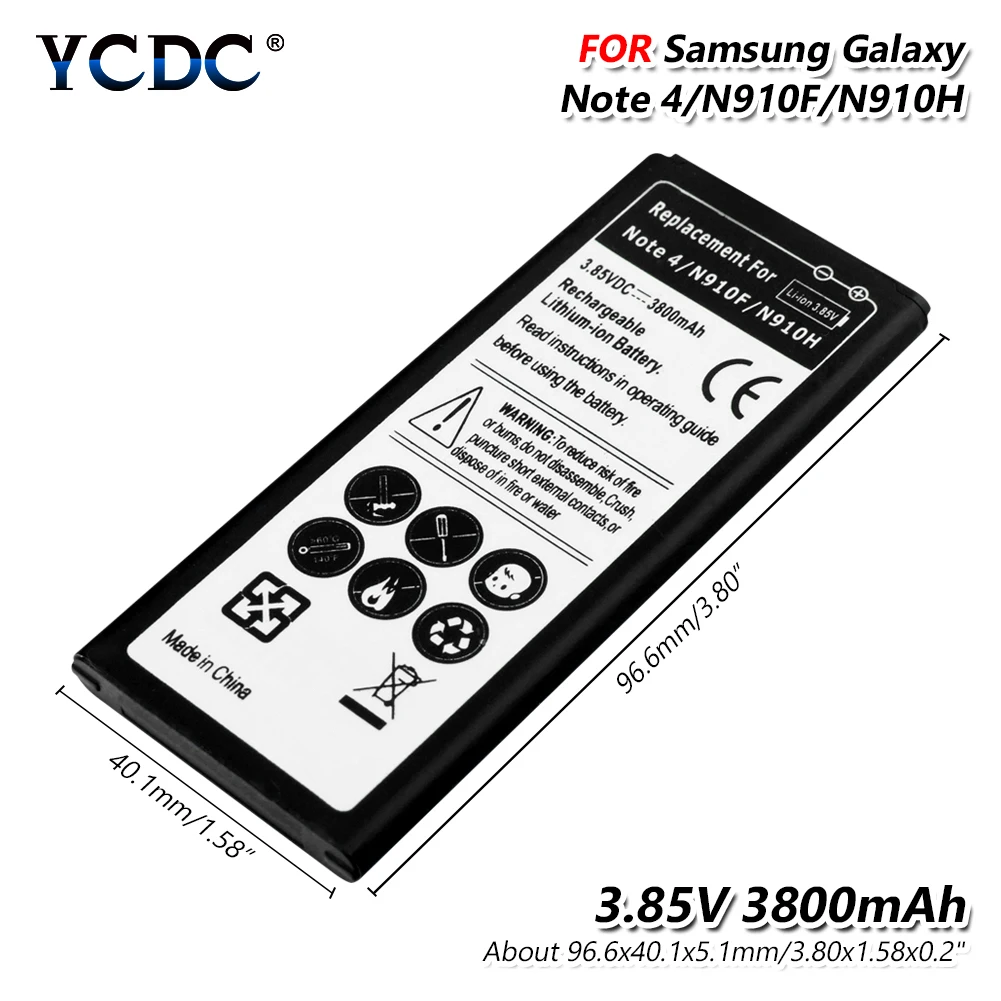 

Lithium Mobile Phone Battery For Samsung Galaxy Note 4 Note4 N9100 N910A N910C N910F N910T N910V 3800mAh Replacement Batteries